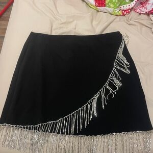 Black skirt with rhinestone tassels